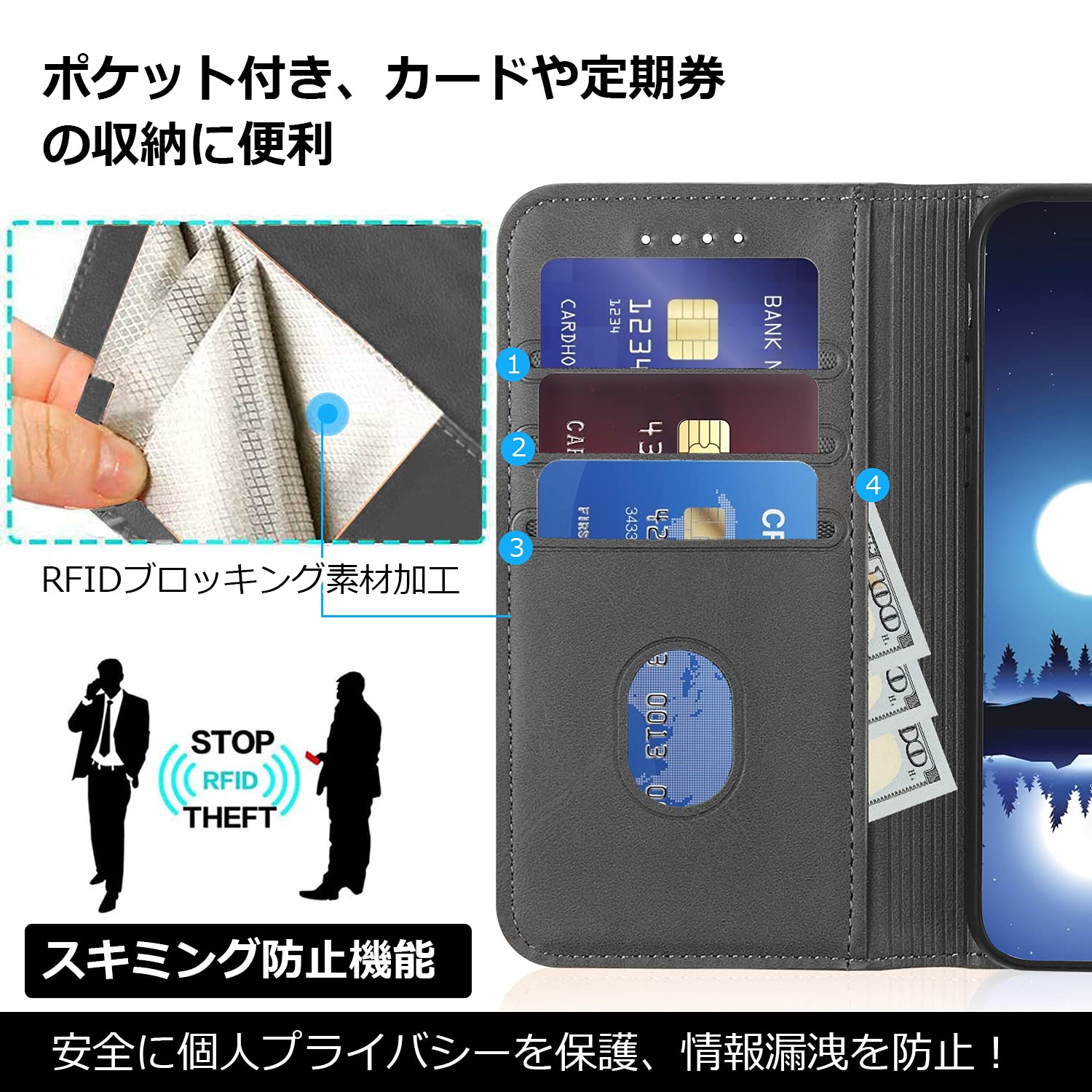 Amazon.co.jp: Ayakumo galaxy iphone pixel ケース 手帳型 高級PU